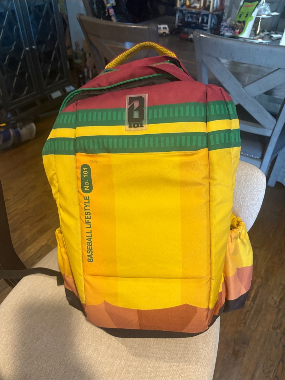 Baseball Lifestyle Kids Yellow & Green Colorblock Backpack